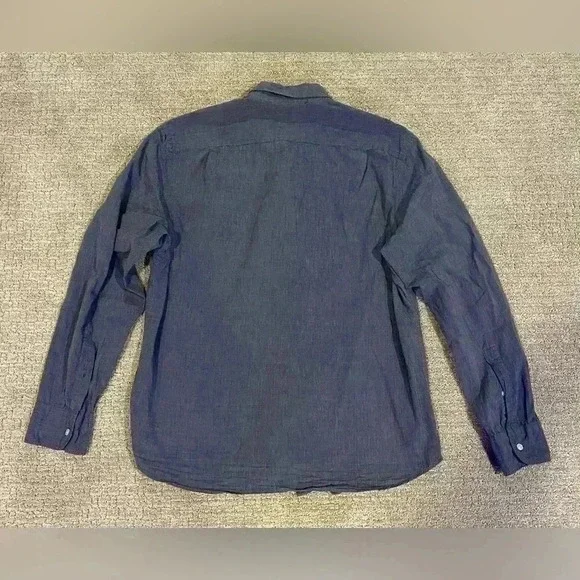 J. CREW‎ Mens Dress Shirt Light Navy Button Up Long Sleeve size Large - Picture 3 of 4